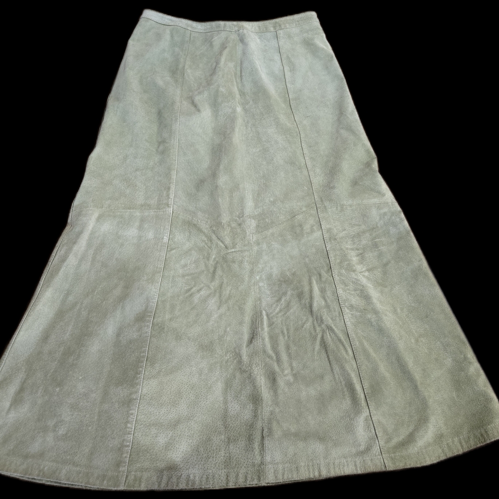 A-Line Suede Skirt - Sage Green